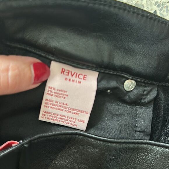 REVICE black faux vegan leather shorts London cutoff 29 high rise waist - Picture 7 of 7